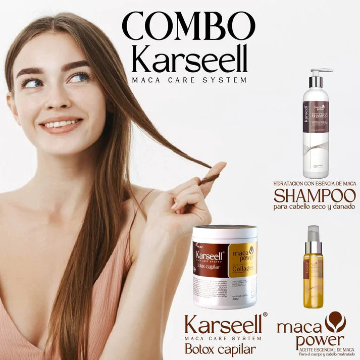 COMBO KARSEELL 3 en 1 (SHAMPOO - CREMA CAPILAR + ACEITE DE ARAGAN)